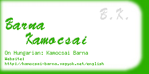 barna kamocsai business card